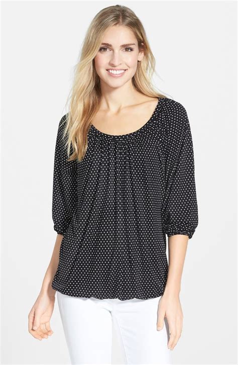 michael michael kors sarah knit peasant top navy|Michael Michael kors Peasant knit top .